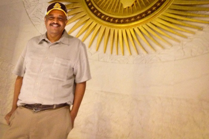 Abel Ghirmai who has lived in the U.S. for more than 20 years, at the African Union headquarters in Addis Ababa, Ethiopia. (Photo courtesy Abel Ghirmai.)