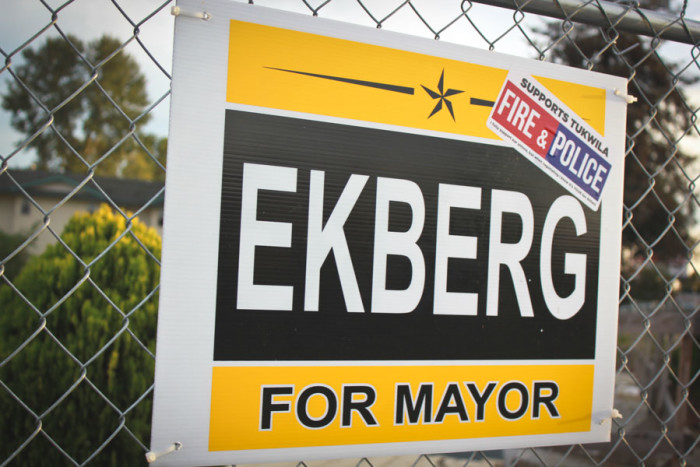 Allan Ekberg and De'Sean Quinn are vying to be mayor of Tukwila in a race that's seen a lot of sniping over campaign signs, but not enough substantive talk about representation. (Photo by Goorish Wibneh)