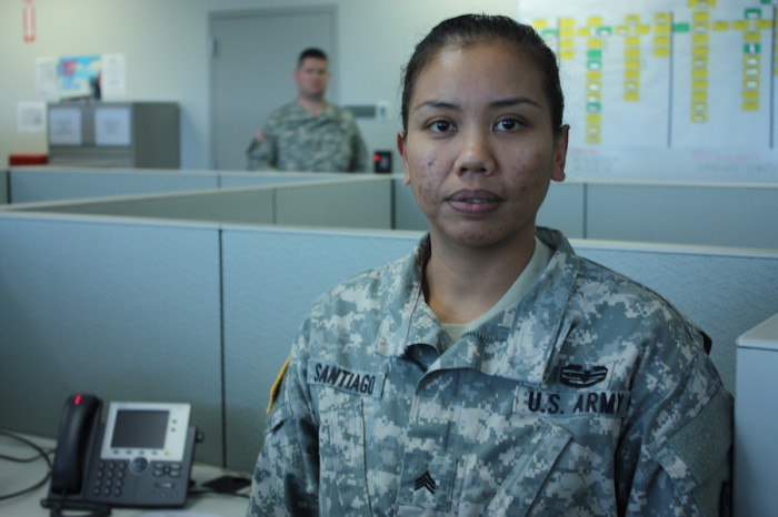 Sgt. Mutiara Santiago is a sergeant in the U.S. Army Reserve in Marysville, Washington. She was deployed twice to Iraq during the War on Terror over the course of 11 years of active duty. (Photo by Kayla Roberts)