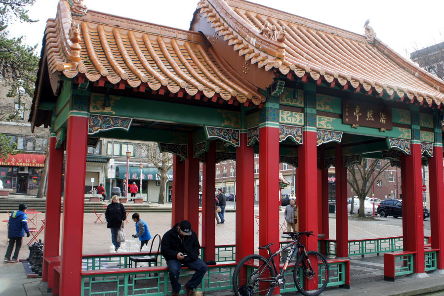 Hing Hay Park in the Chinatown/International District of Seattle. (Photo by Tracy Hunter via Flickr.)