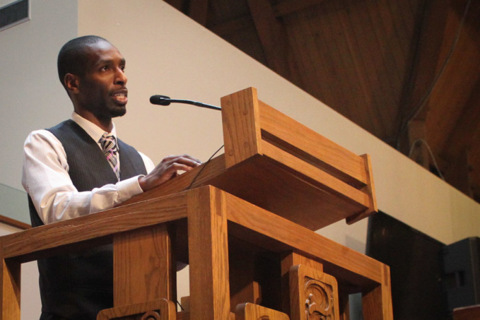 Marcus Green, executive director of the South Seattle Emerald, was the keynote speaker at the 33rd annual Martin Luther King Jr., Community Celebration on Friday. (Photo by Sharayah Lane.)