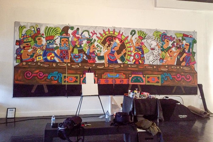 “Aztec Supper” is Ernesto Ybarra’s take on The Last Supper. (Photo by Cristy Acuna.)