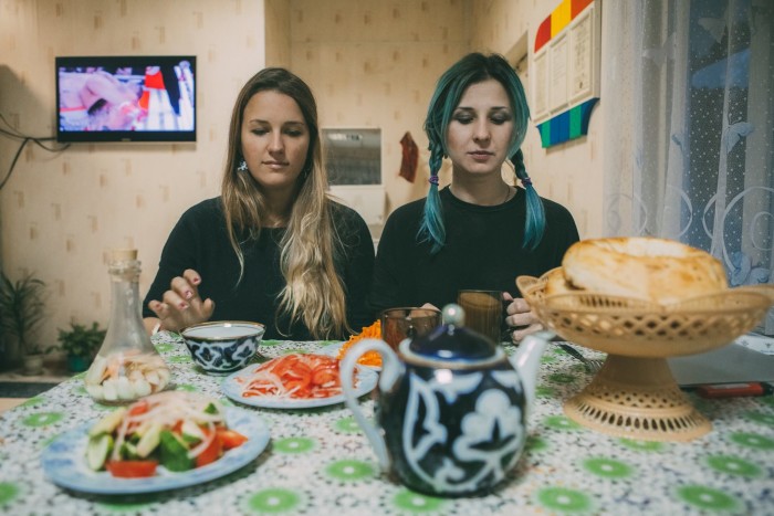 Ksenia Zhivago (left) and Maria "Masha" Alyokhina of punk protest group Pussy Riot will be in Seattle to talk and present a documentary on their artistic demonstrations against Putin. (Photo courtesy STG.)