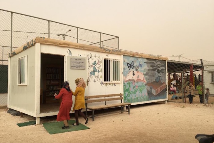 A makeshift library at Za'atari Refugee Camp in Jordan. (Photo courtesy of Karen Fisher, University of Washington Information School).