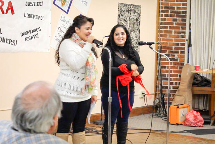 Nestora Salgado and her daughter Gris Rodriguez speak at a celebration held at New Freeway Hall in Columbia City. (Photo by Venice Buhain.) 