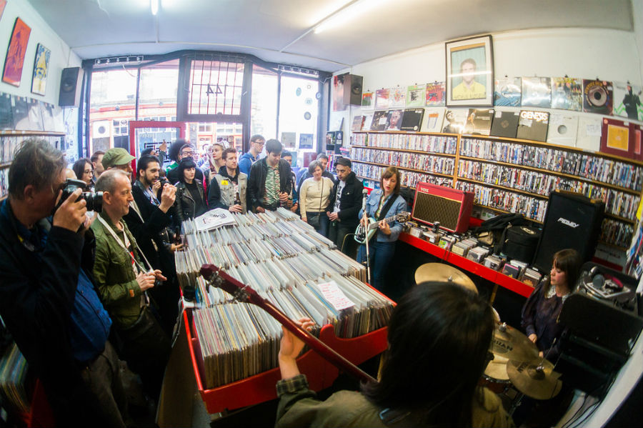 Indoor gigs bring alternative bands to spotlight. The Abjects performed in a London record store in 2015. (Photo from Flickr by Paul Hudson)
