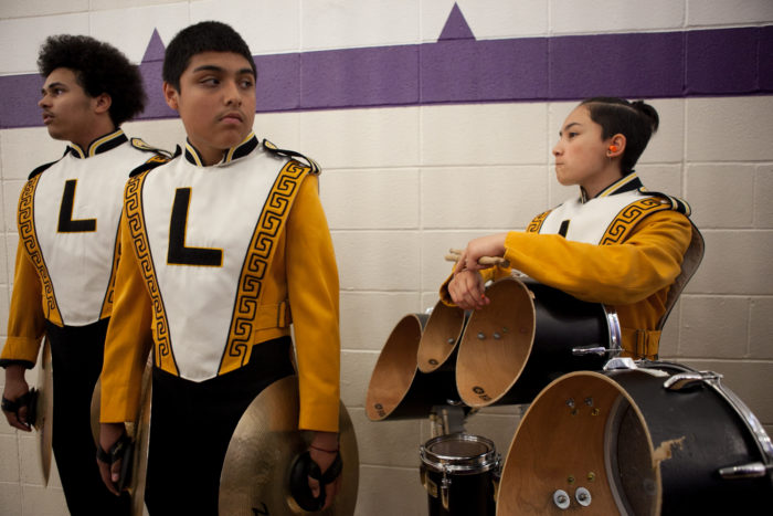 Members of Lincoln High SchoolÕs Junior Varsity drumline team wait to perform at Garfield High SchoolÕs 8th Annual Bulldog Drumline Expo (BDX) on Saturday, May 28, 2016. The Garfield High School BDX is the largest drumline competition in Washington State. (Photo by Jovelle Tamayo)