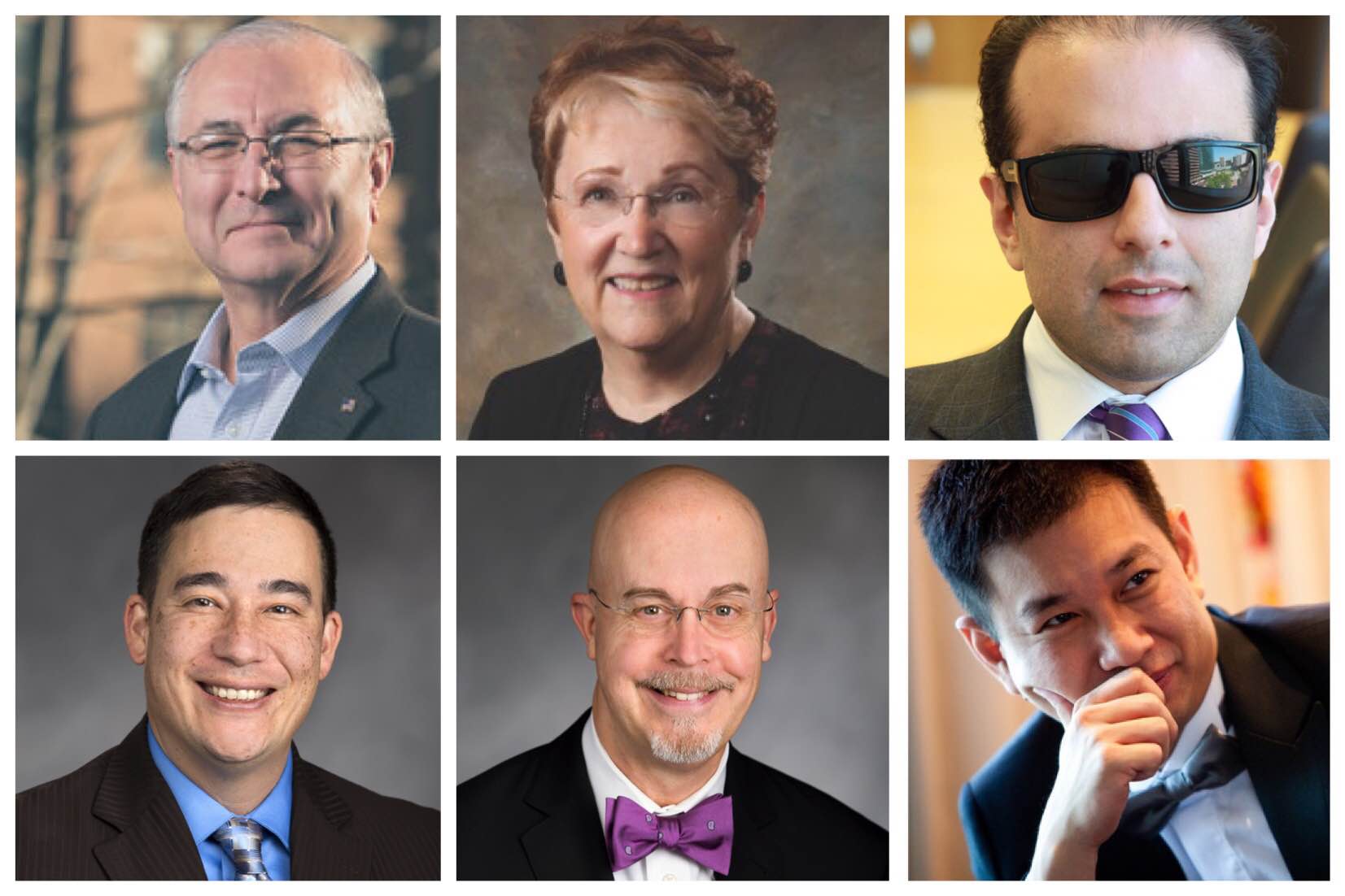The six leading candidates for Lieutenant Governor (left to right): Javier Figueroa, Karen Fraser, Cyrus Habib, Steve Hobbs, Jim Moeller and Phillip Yin. (Courtesy photos.)