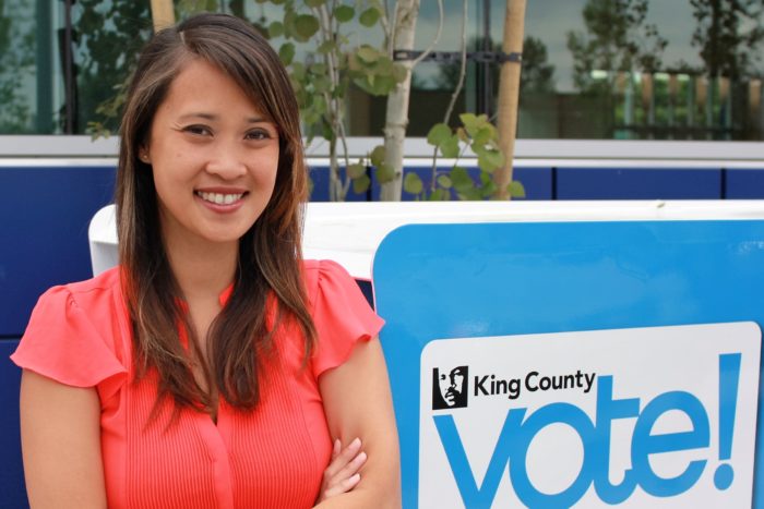 Cherry Cayabyab, King County Elections' inclusive engagement manager, is responsible for dozens of more voting boxes and more languages being translated in the county's most diverse and underrepresented neighborhoods. (Photo by Olivia Sundstrom)