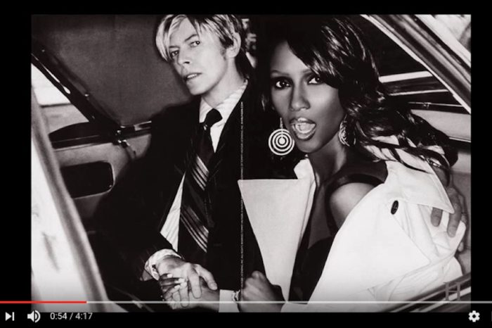 Screenshot of a YouTube tribute to the young David Bowie and Somali supermodel Iman Abdulmajid.