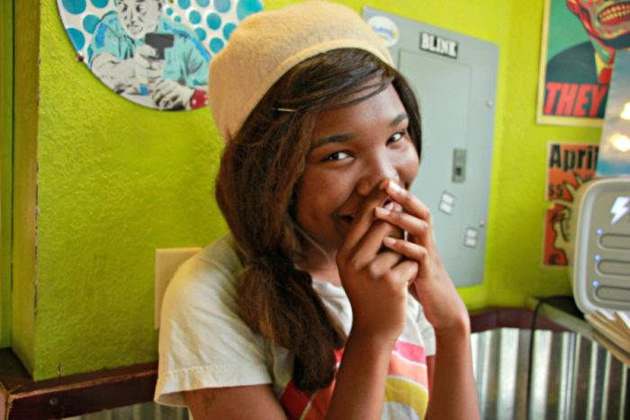 Halley Jarnet (18), at her work place, FULL TILT Ice cream. Photo by Sree Chandana Merugumala