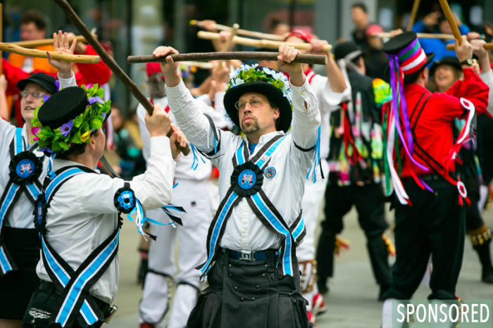 3. Morris Dancing in the McCaw Promenade at the Northwest Folklife Festival. (Photo by Christopher Nelson)