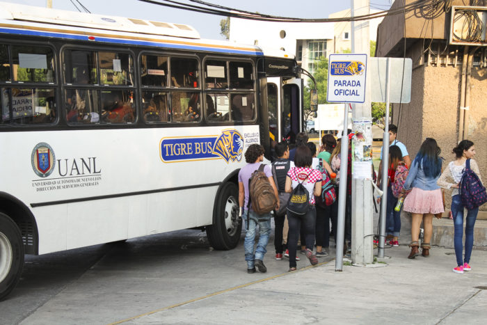 Students qualify for the public transportation program by participating in a government community service program. They must participate in community service for four hours one day each month. (Itzel Hervert, GPJ Mexico)