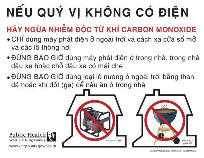 Public Health of Seattle & King County has carbon monoxide safety fliers available in multiple languages, including Vietnamese. (Photo via Public Health of Seattle & King County.)
