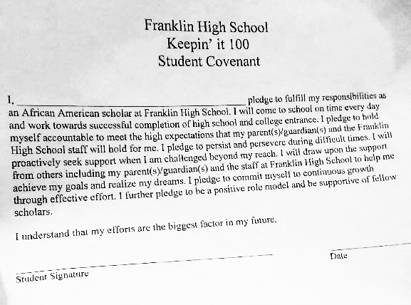 A letter given to Black students at Franklin High School at the beginning of this year, prompting accusations of profiling (Photo courtesy of <a href="https://twitter.com/Freeyourmindkid">Black Aziz Ansari</a> on Twitter).