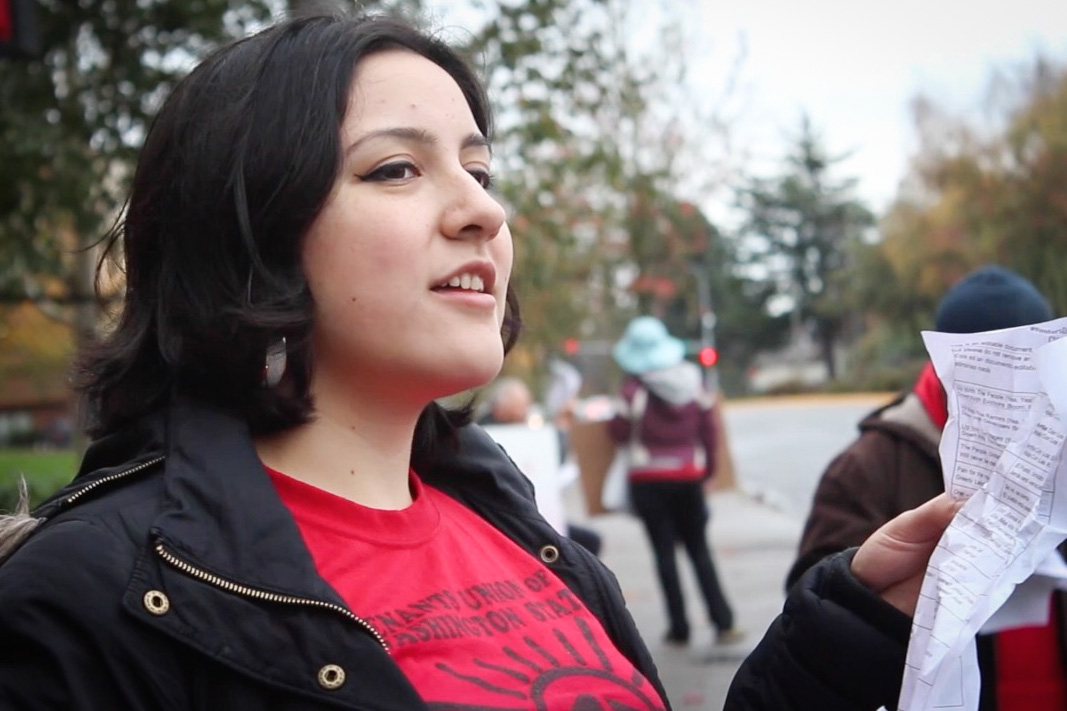 Mónica Mendoza-Castrejón of the Tenants Union. (Video still by Katie Anastas)