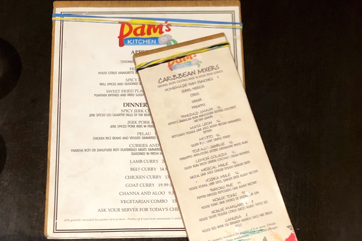 The eclectic menu at Pam's Kitchen located in Wallingford, Seattle. Pamela Jacob makes it a priority to produce authentic unaltered Caribbean food for her American customers. (Photo by Alexandra Polk)